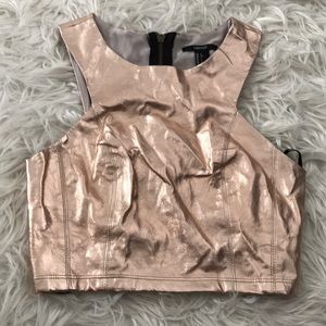 Shiny Leather Crop Top